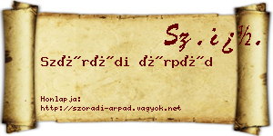 Szórádi Árpád névjegykártya